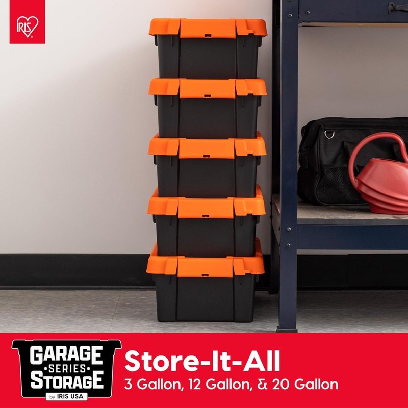 IRIS USA 12 Gallon Lockable Storage Bins 12 Gal - 2 Pack, Color_Black/Orange gallery