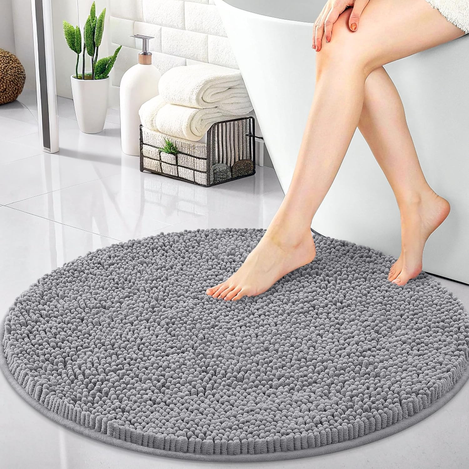 30-Inch round Bathroom Rugs, Extra Soft and Absorbent Chenille Bath Rugs, Quick gallery