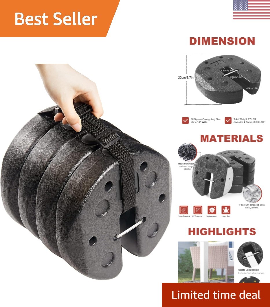 Sturdy 4-Pack Canopy Weights - 27LB Wind-Resistant Design for Tents & Umbrellas gallery