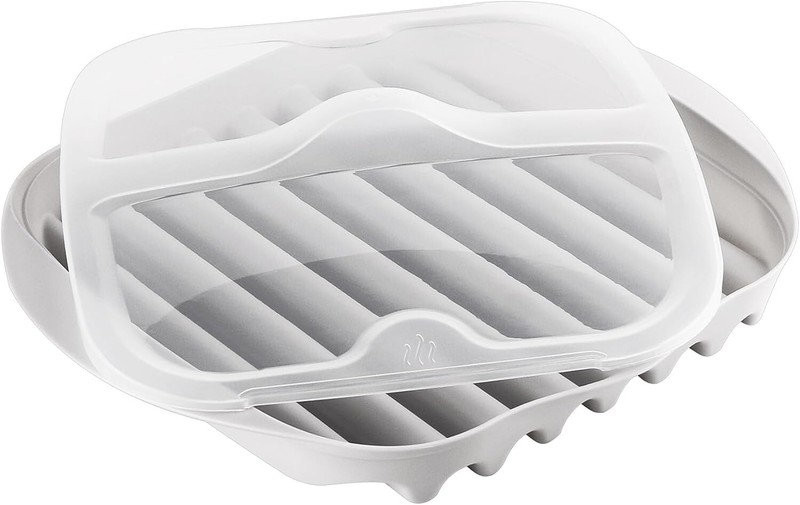 Microwave Bacon, Sausage Meat & Poultry Cooking Tray & Protective Splatter Lid gallery