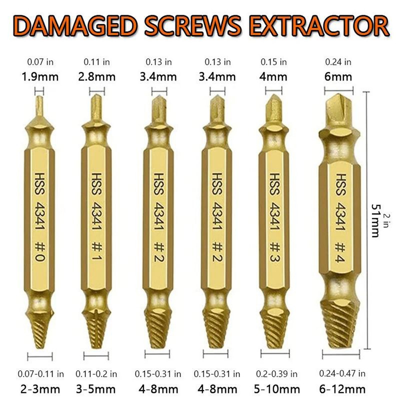 12PCS Damaged Screw Extractor Broken Screws Bolt Stripped Remover Tool Kit Easy gallery