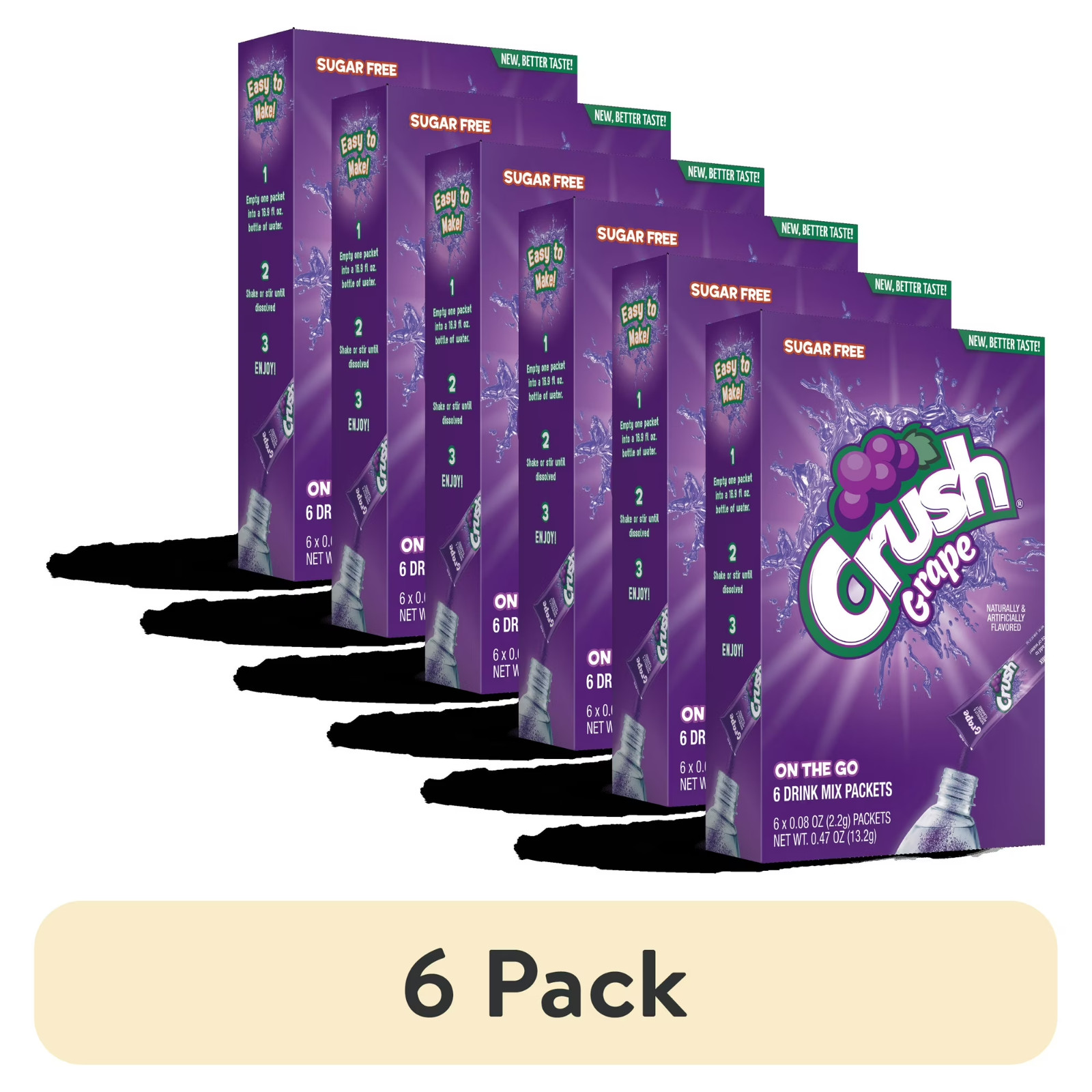 (6 pack) Crush Grape Powder Drink Mix, Sugar-Free, 6 Stick Pack - Single pack gallery