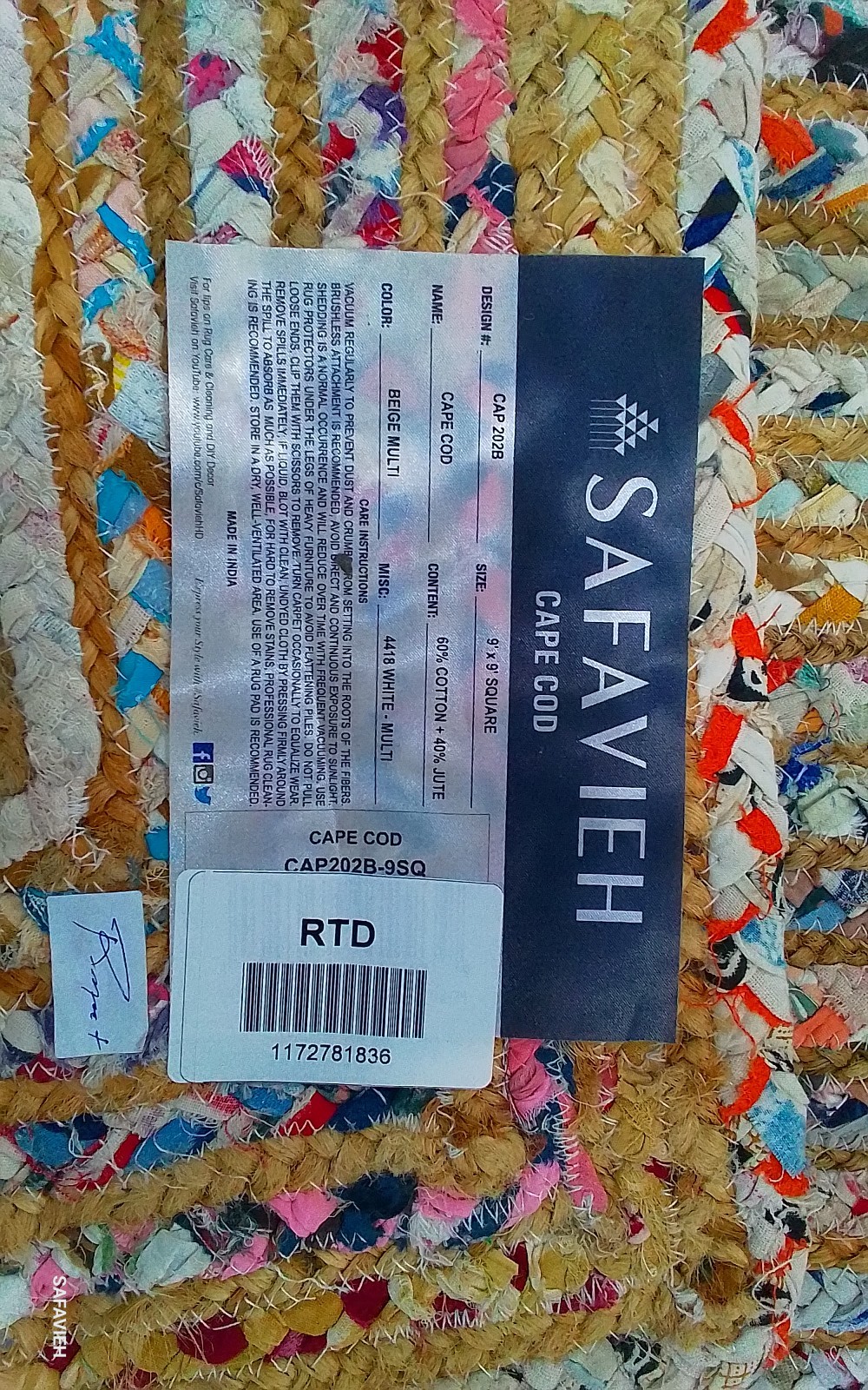 BEIGE / MULTI 9'-0" x 9'-0" Flaw in Rug, Reduced Price 1172781836 CAP202B-9SQ gallery