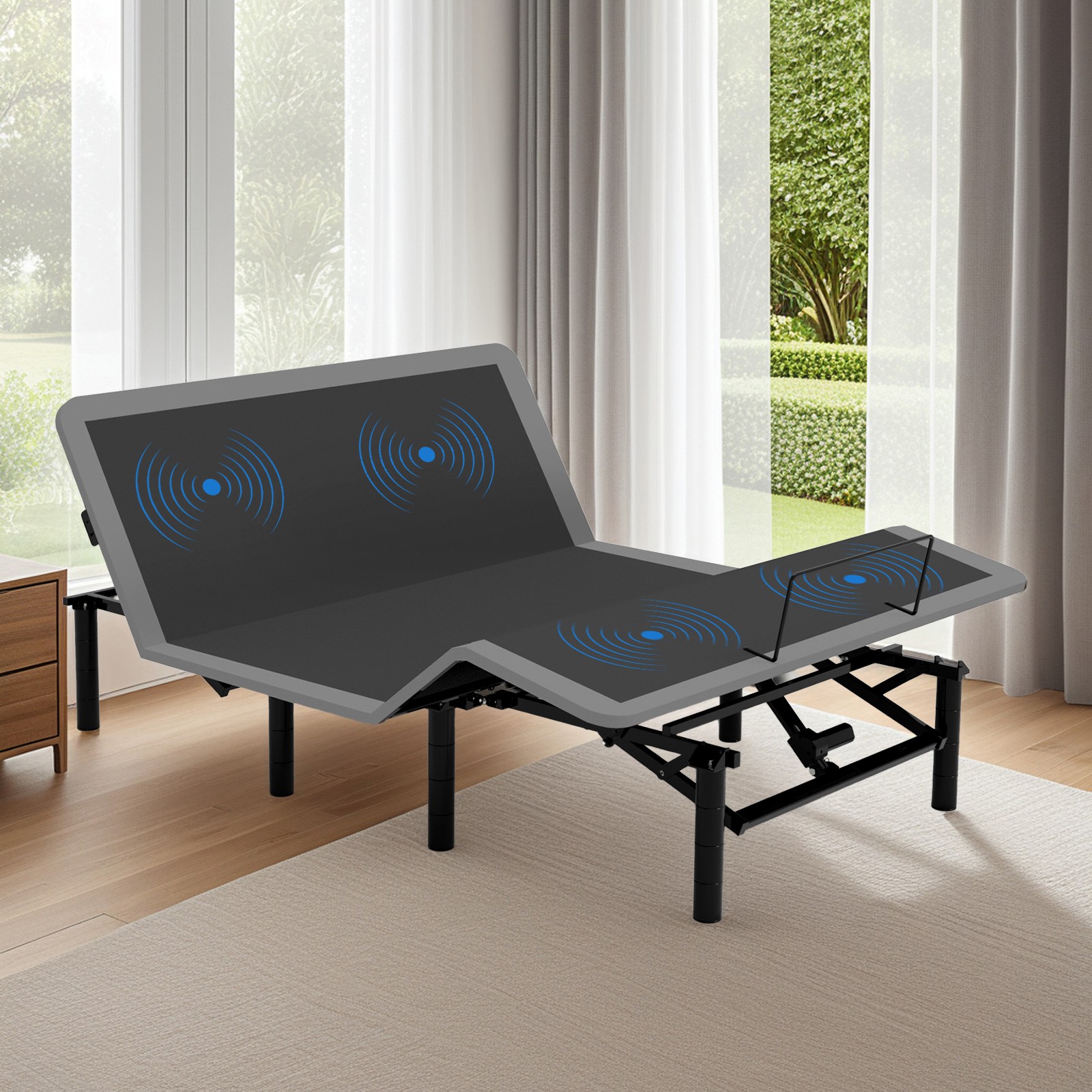 Incline Queen Size Adjustable Bed Frame with Massage Head & Foot Wireless Remote gallery