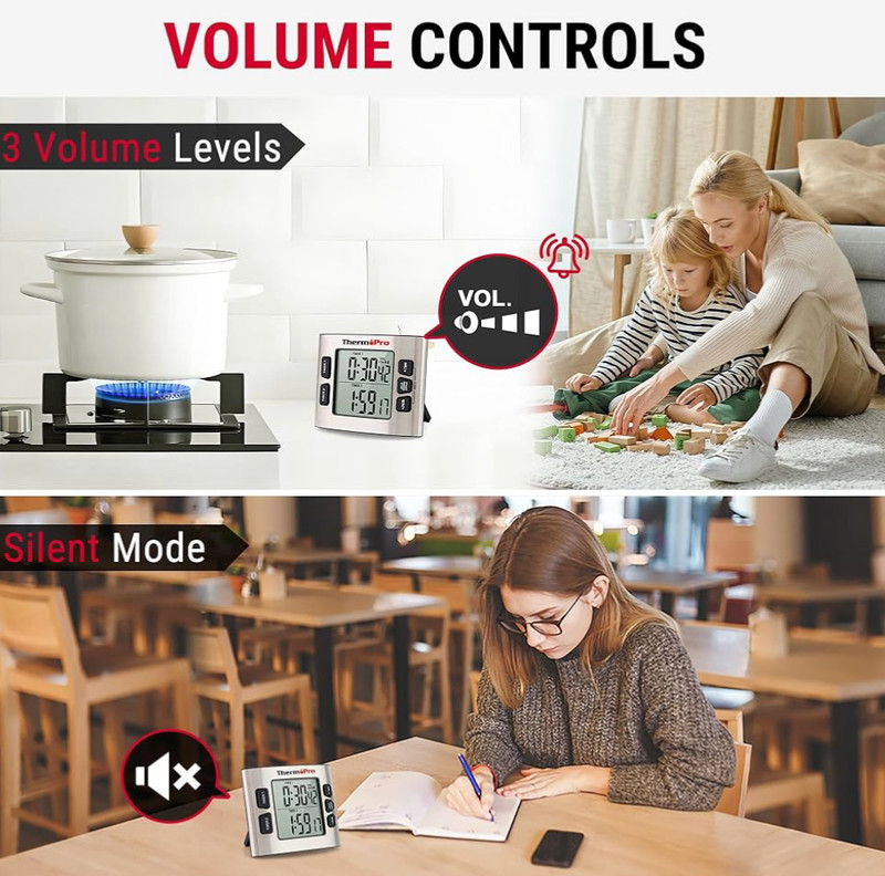 ThermoPro TM02 Digital LCD Kitchen Timer Dual Countdown Cooking Timer Loud Alarm gallery