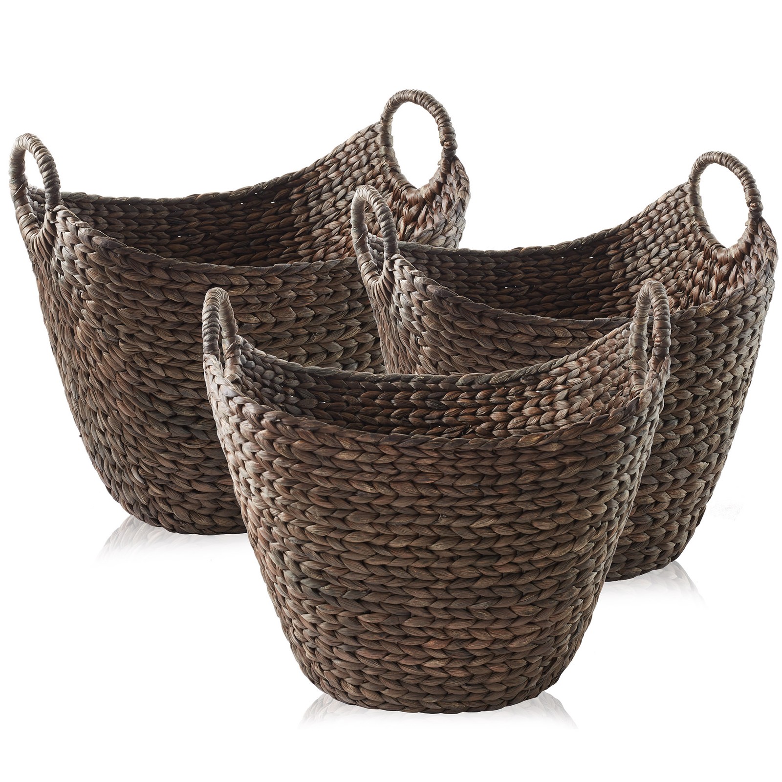 OPEN BOX - 3pc Hyacinth Boat Storage Totes for Laundry, Blankets, Toys - gallery