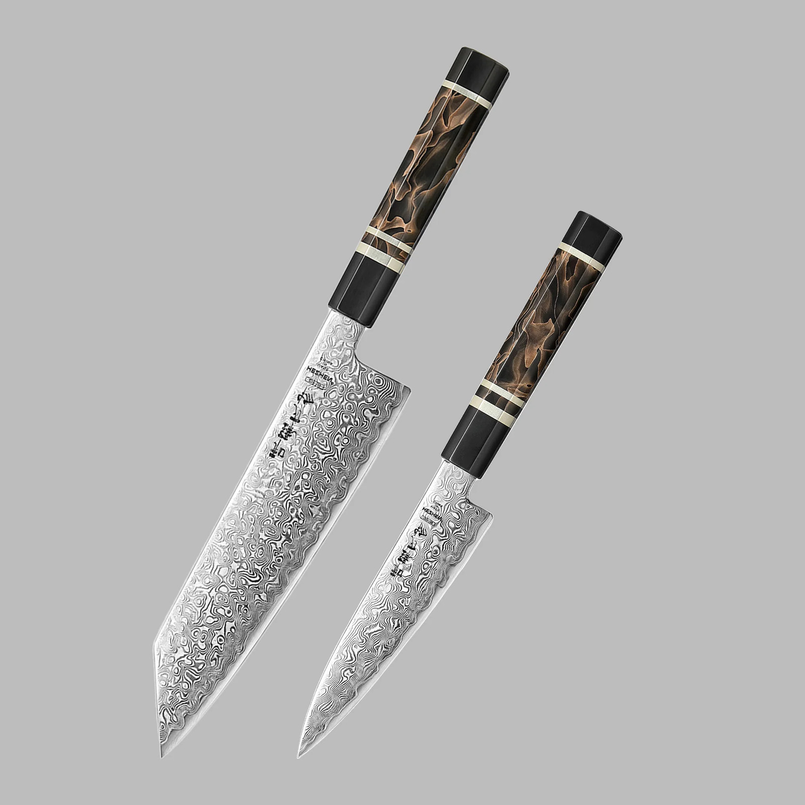 Hezhen X09 ZDP-189 Damascus 2 Pcs Bunka Knife Set 49 Layer Authentic Japanese gallery
