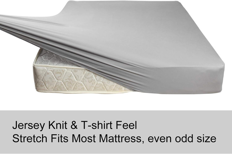 Queen Size Fitted Sheet Only - 4-Way Stretch Jersey Knit, Cozy T-Shirt Soft, Wri gallery