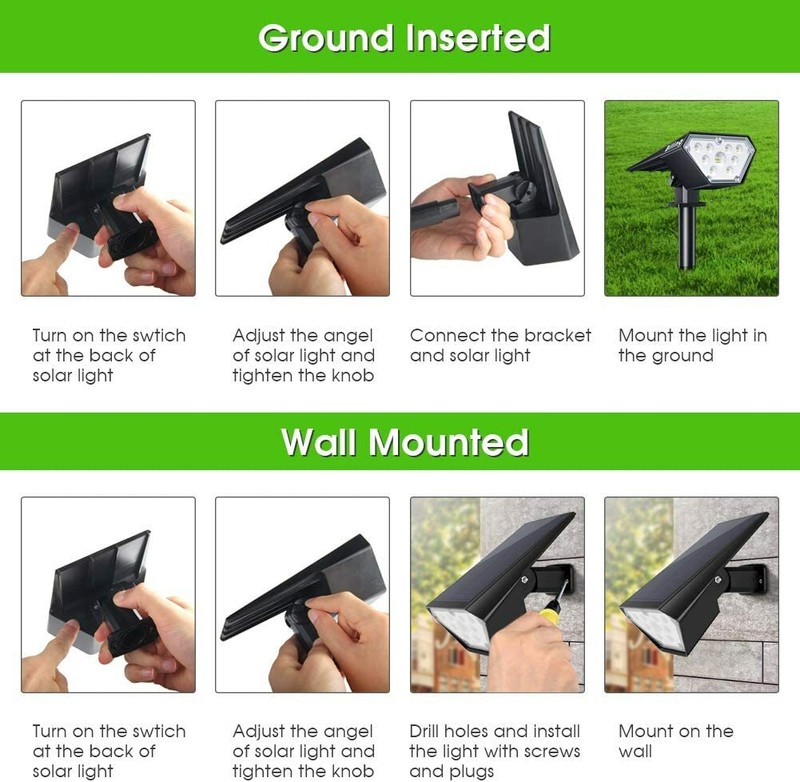 2-Pack Outdoor Solar Landscape Lights Spotlight For Pathway Garden Wall Garage gallery