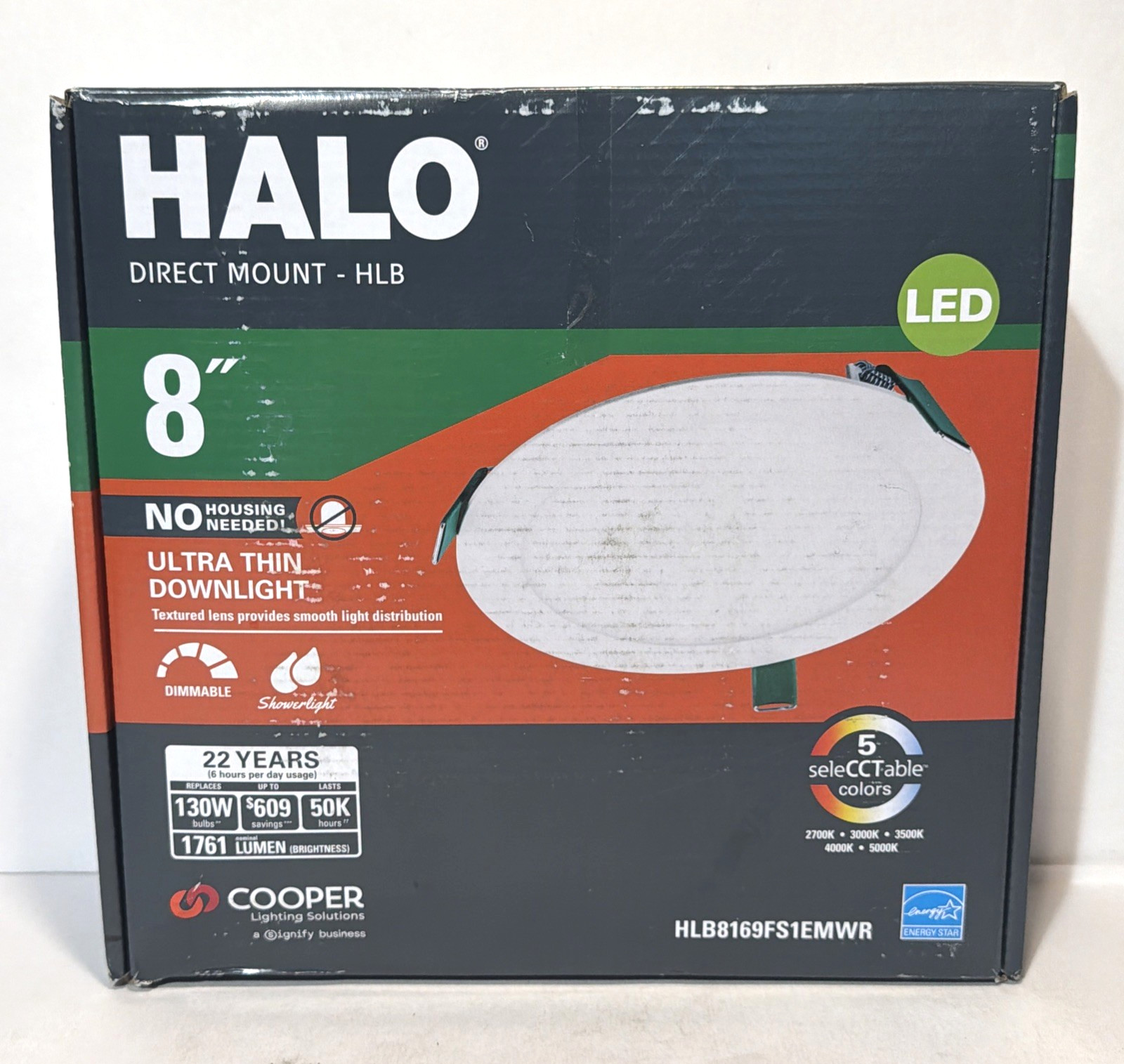 Halo 8" Direct Mount HLB LED Dimmable Recessed Light Kit HLB8169FS1EMWR gallery