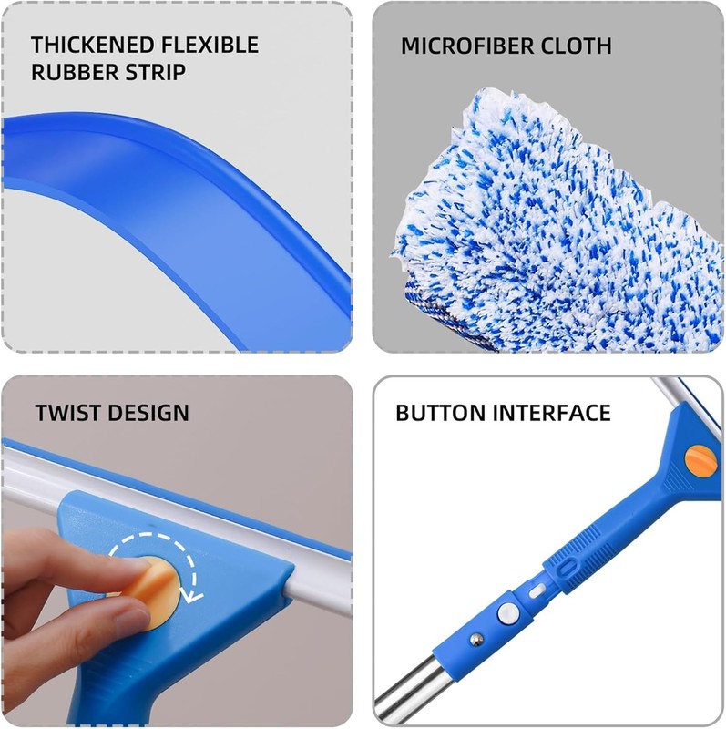 Professional Window Cleaning kit, 2-in-1 Window Squeegee with 78" Extension gallery