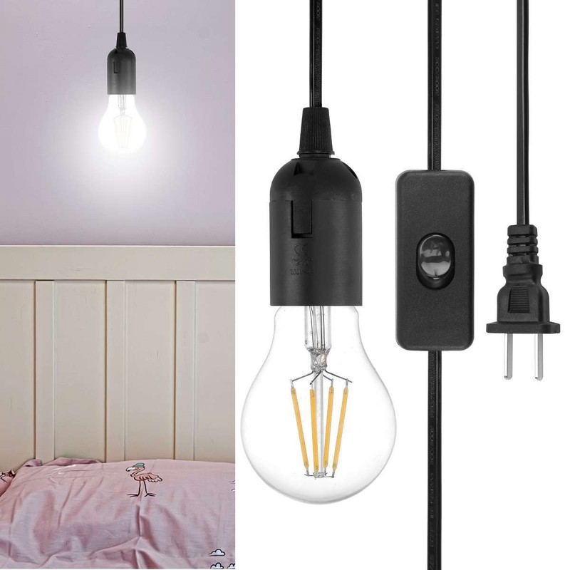2X E26 E27 Light Bulb Socket to Wall Outlet Plug Adapter On/Off Switch 6FT Cord gallery