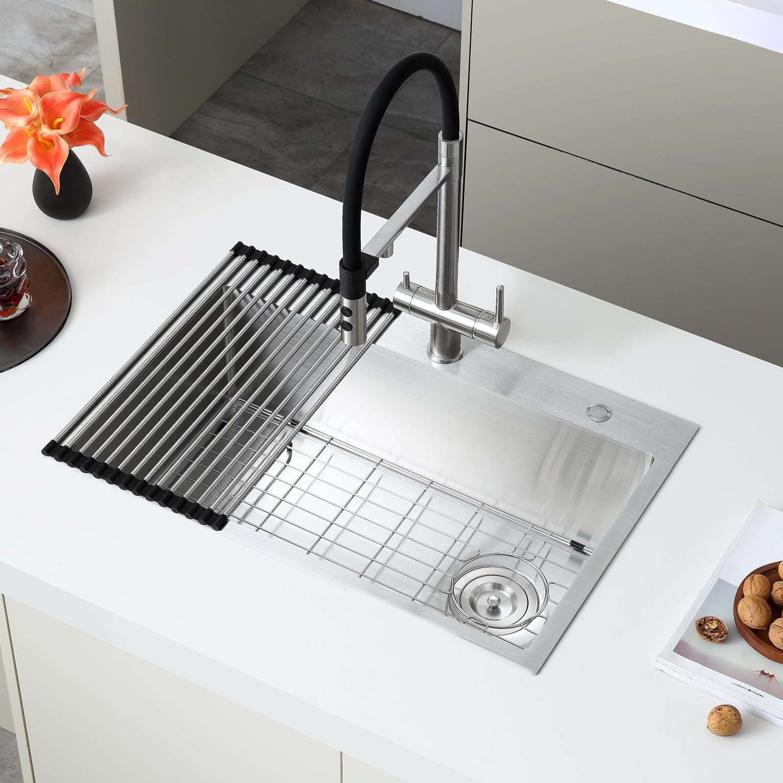 ** NEW Drop-In Kitchen Sink | 27 x 18 x 9 Inch | Stainless Steel | Accessories gallery