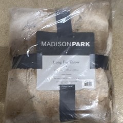 Madison Park Luxury Solid Beige Polyester Throw Blanket 50 x 60 in