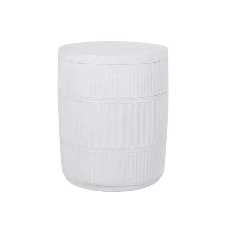 Minimalist Outdoor Side Table with Chic Fluted Design, Lightweight Concrete, No gallery