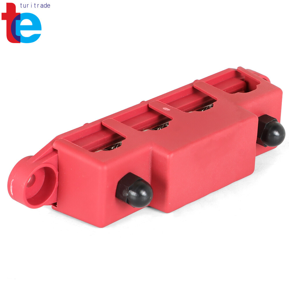 4 Post Bus Bar Power Distribution Block 12V 250A 5/16" , 3/8'' Black & Red gallery