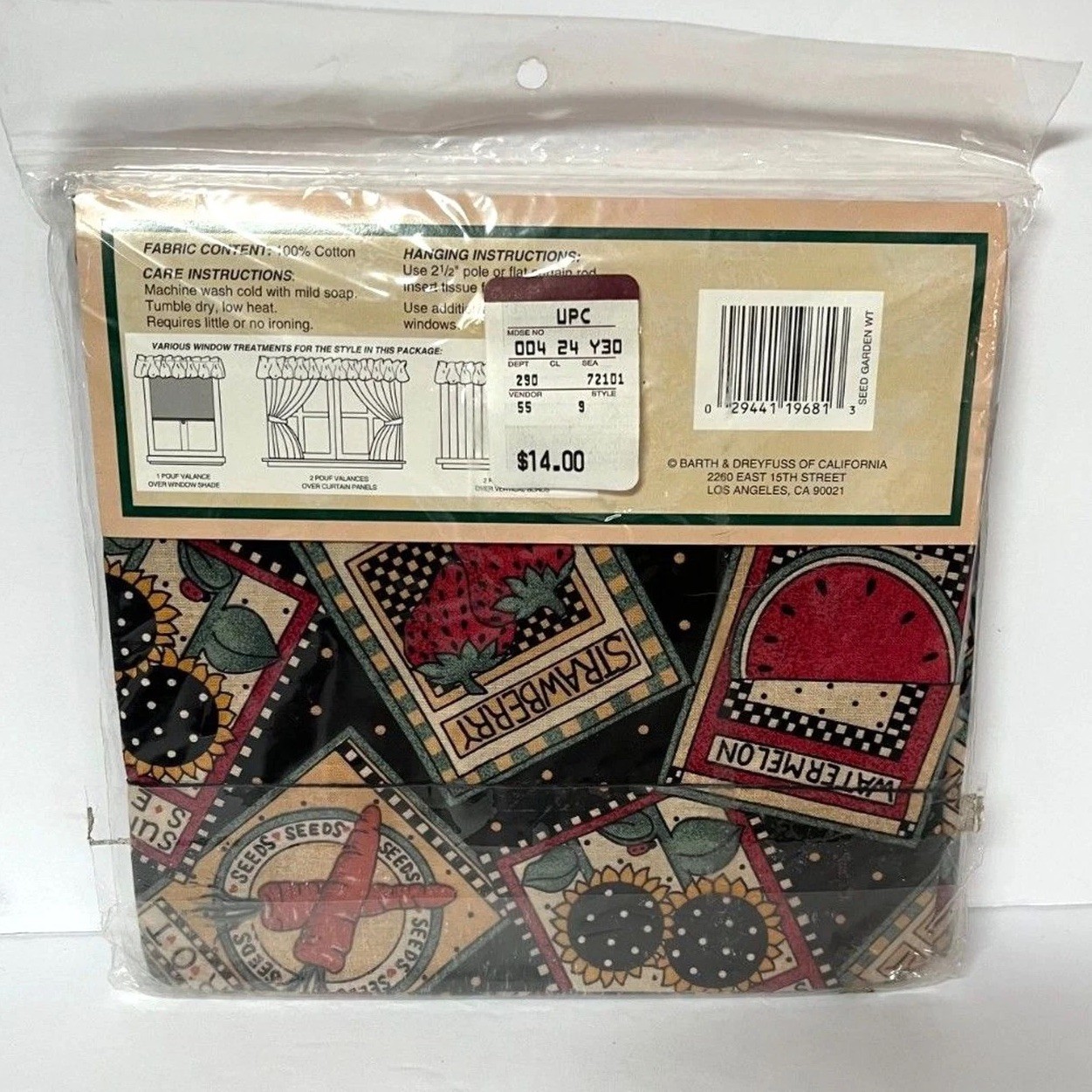 Design Cottage Barth & Dreyfuss Window Topper Vtg Seed Garden 58” x 14” NEW gallery
