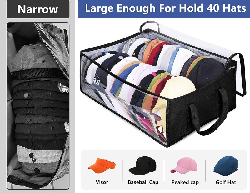 Hat Storage Dust Bag Baseball Hat Cap Organizer Clear Rack Zipper Cap Holder US gallery
