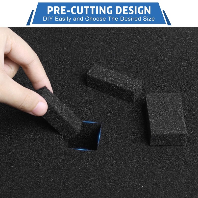4 Pcs 12"x12" Polyurethane Foam sheet 2x2" 2x0.4" Inserts for Cases Black gallery