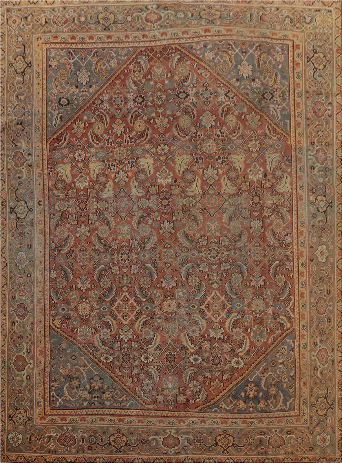 Pre-1900 Antique Vegetable Dye Traditional Square Area Rug 10x10 ft Hand-knotted gallery