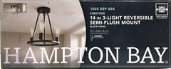 Hampton Bay Stratton 14 in. 3-Light Black Semi Flush Mount HDP00007 – New