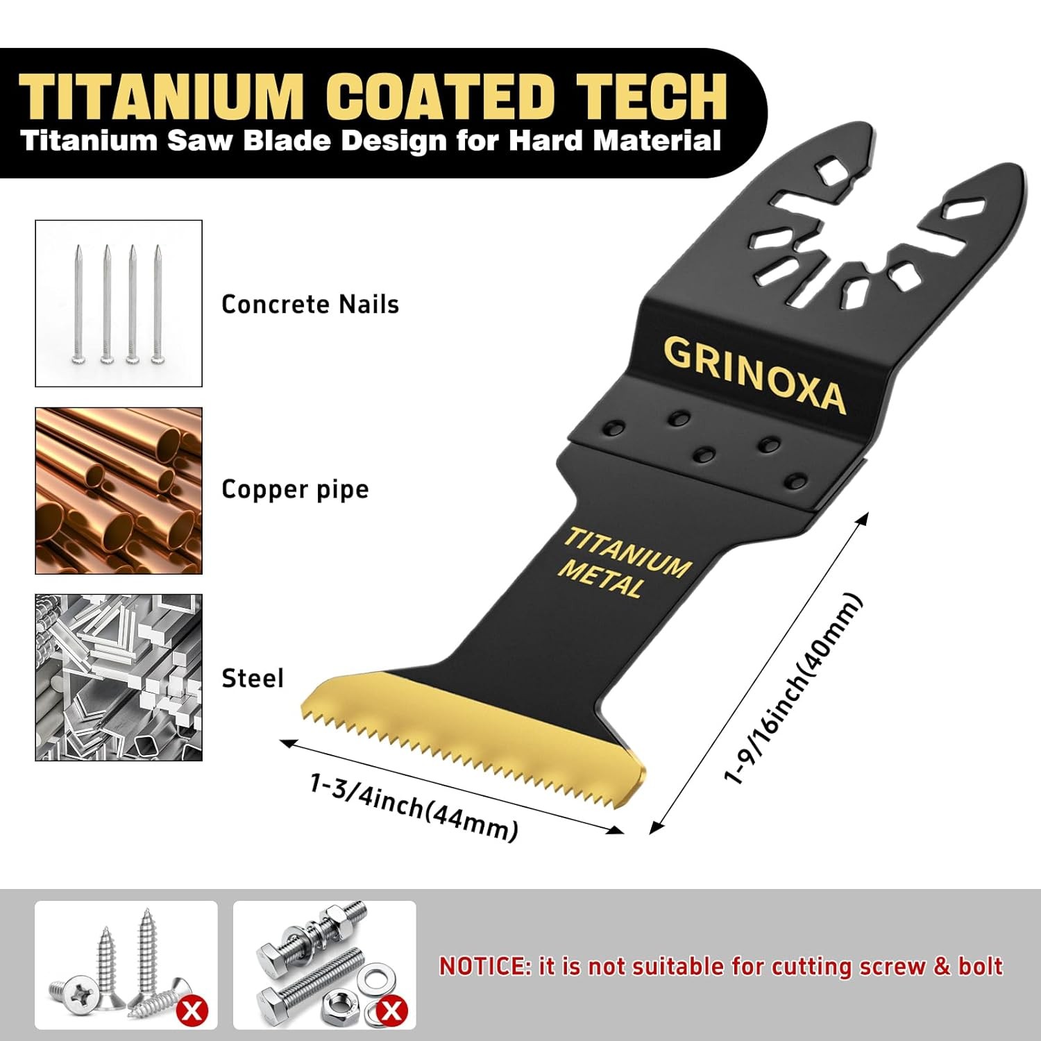 6PCS Titanium Oscillating Tool Blades Metal Wood Cutting Universal Multi Tool gallery