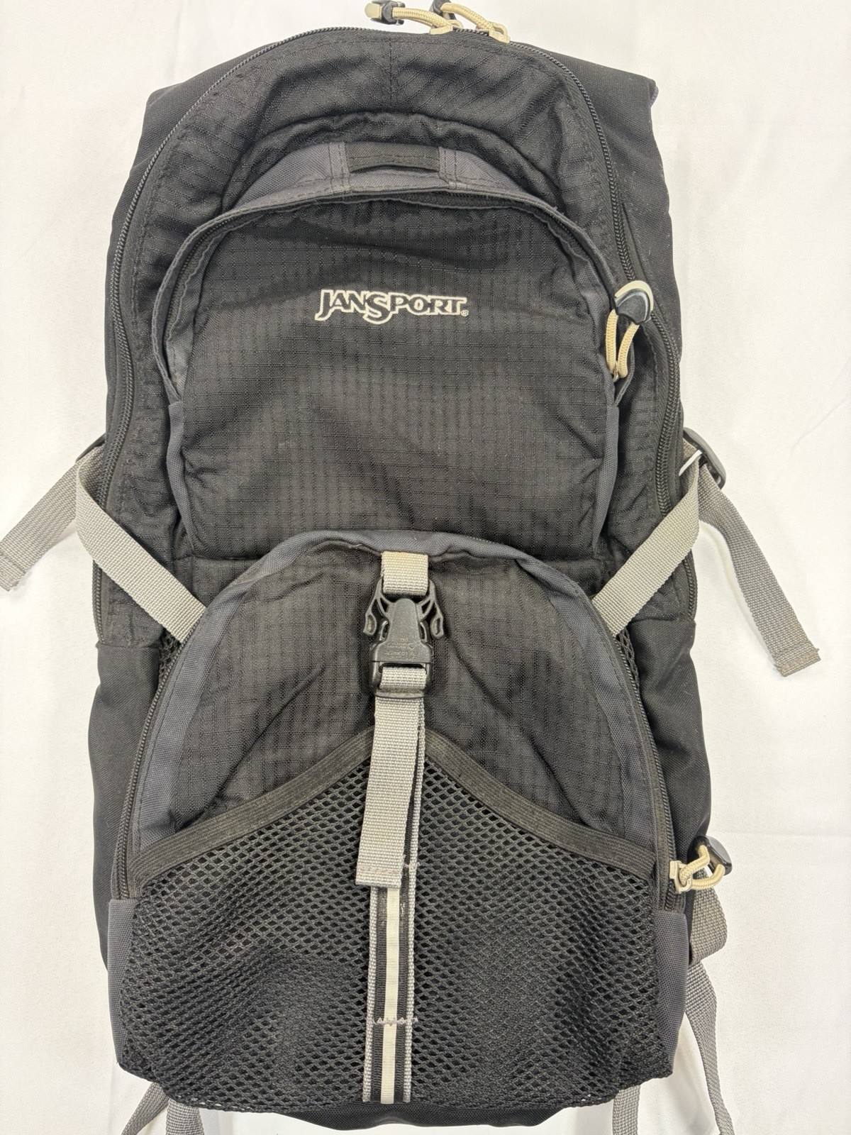 JanSport Black & Gray Hiking Backpack Adjustable Straps Multiple Compartments 2