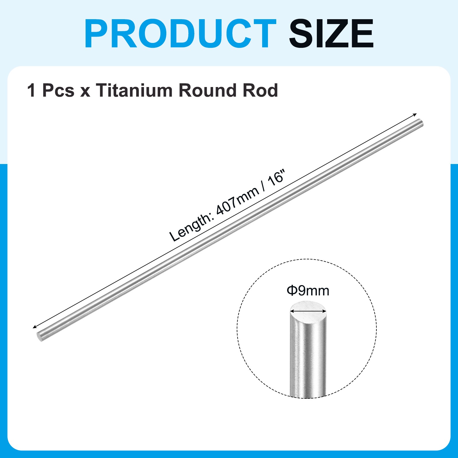 Titanium round bar TC4 GR5 solid metal diameter 9mm length 407mm [0.35 x 16IN] gallery