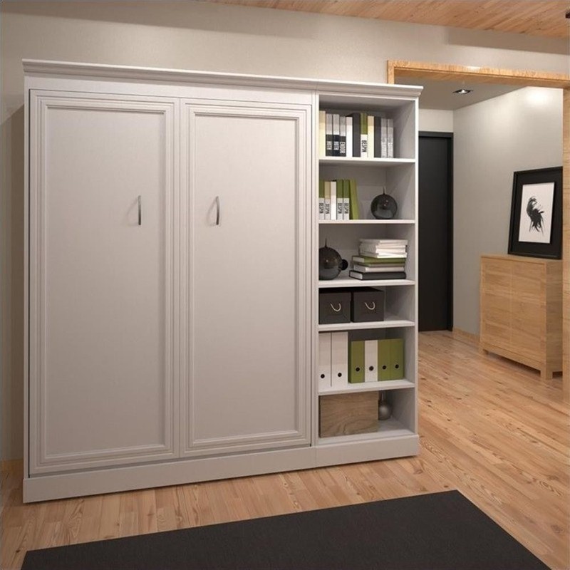 Bowery Hill Engineered Wood Full Murphy Bed and Closet Organizer in White gallery