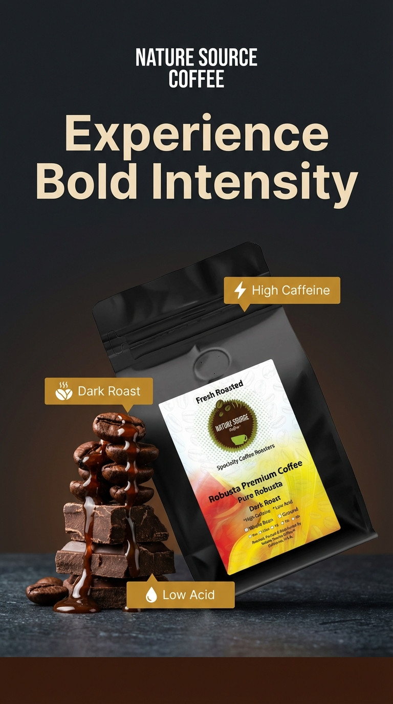 Robusta Premium Coffee | Pure Robusta | Dark Roast | High Caffeine | Low Acid | gallery