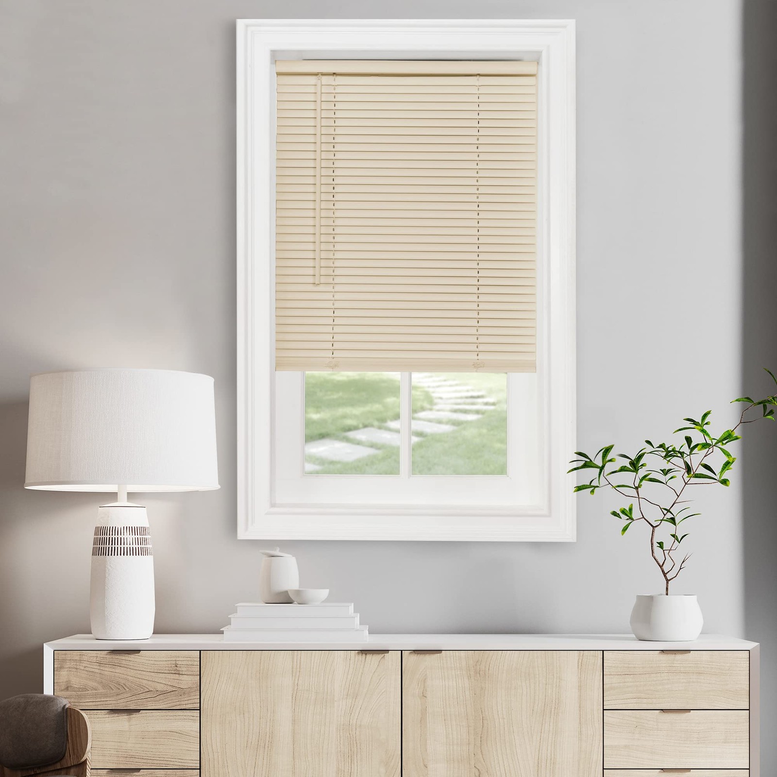 Filtering Light Mini Blind 35 W x 72 H Alabaster Morningstar Cordless Inch Width gallery