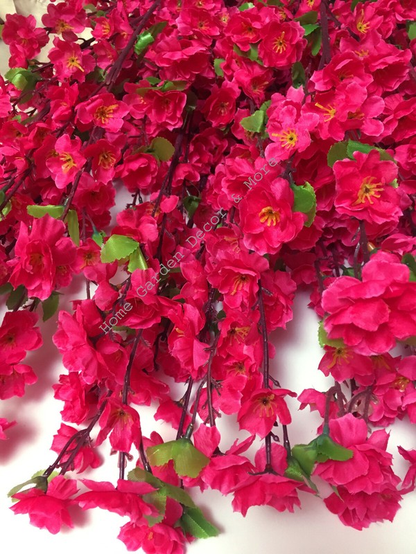 12 PACK 48" Long Stem Artificial Realistic Silk Rose RED Cherry Blossom Flowers gallery