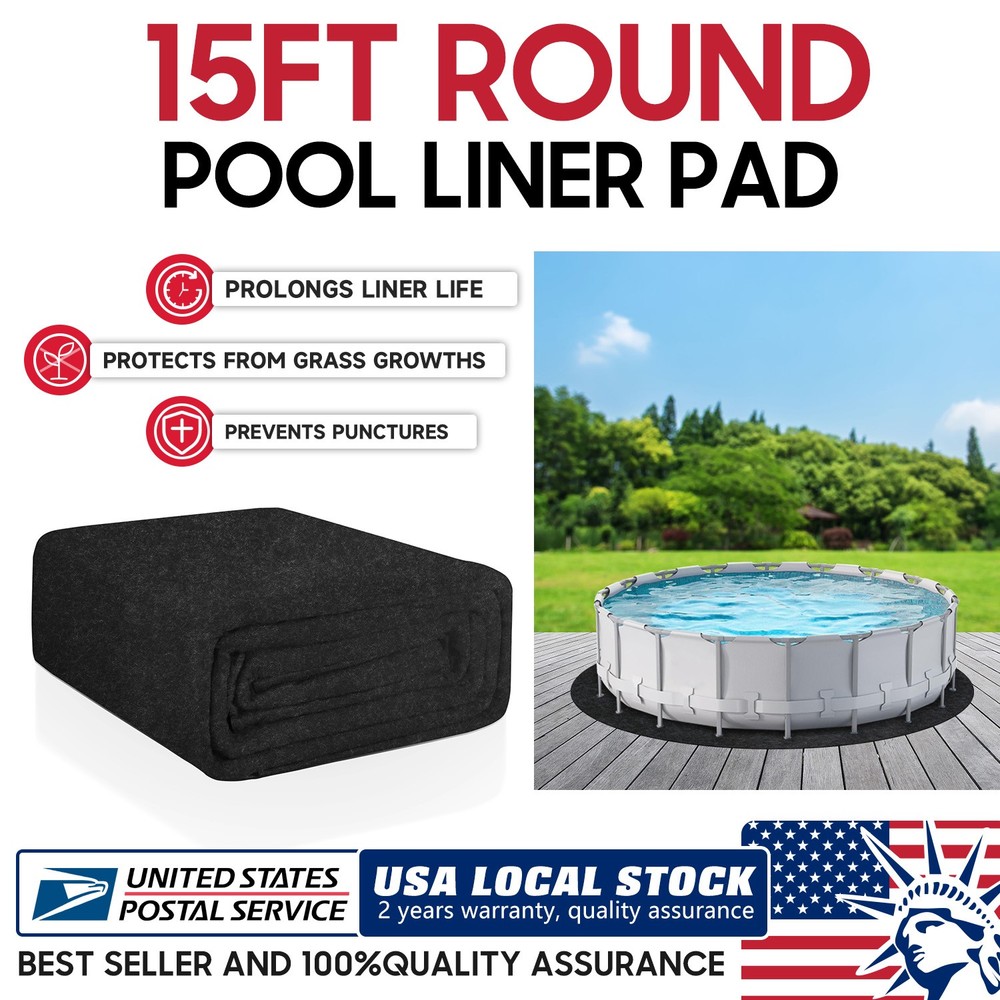 15 FT Round Pool Liner Pad For Above Ground Pools Durable Under Pool Mat Black