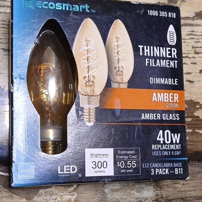 EcoSmart Amber LED Candle Light Bulbs B11 4.6W 2200K Dimmable 3 Pack E12 gallery