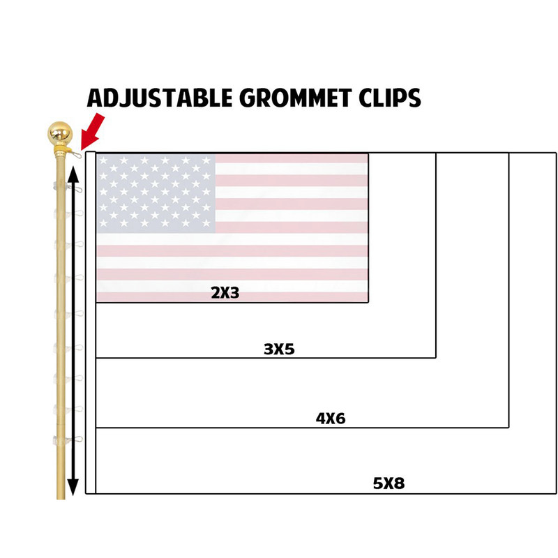 8ft Silver Indoor Flag Pole and Gold Base Kit (Ball Top) PREMIUM gallery