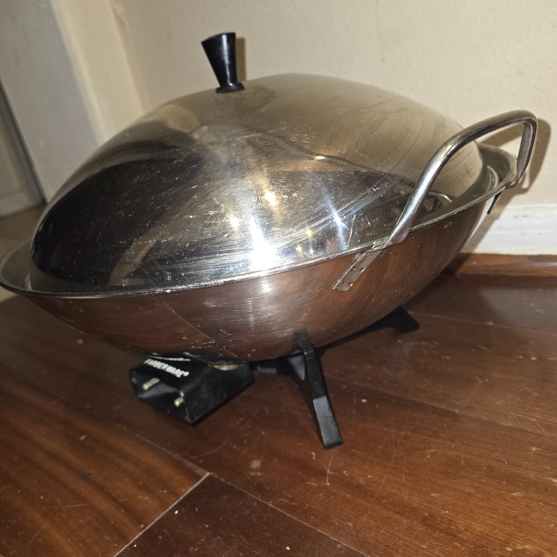 Electric Wok Farberware Model #303 Vintage Stainless Steel Works, No Power Cord gallery