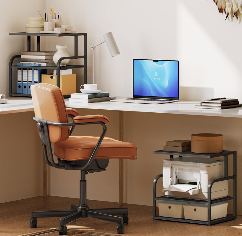 Printer Stand, 3-Tier Desktop Printer Table, Under Desk Printer Storage Offic... gallery