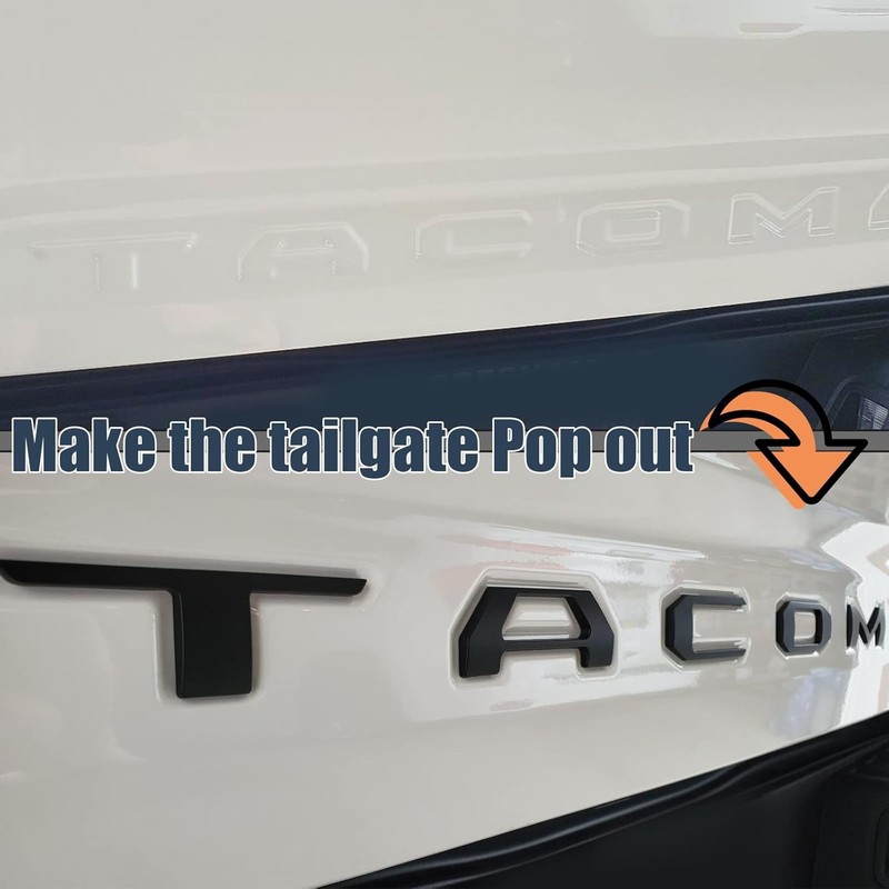 Tacoma 2016-2023 3D Tailgate Insert Letters - Matte Black Emblems gallery