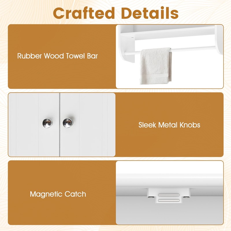 Bathroom Wall Cabinet, Wall Mounted Medicine Cabinet with Towel Bar & Shelf gallery