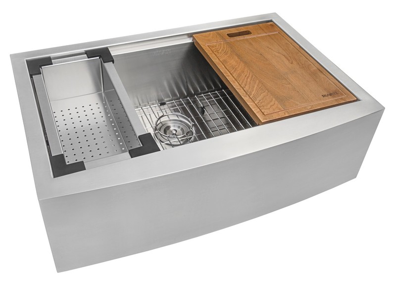 Ruvati 30" Apron-front Workstation Farmhouse 16 Gauge Kitchen Sink- RVH9100 gallery