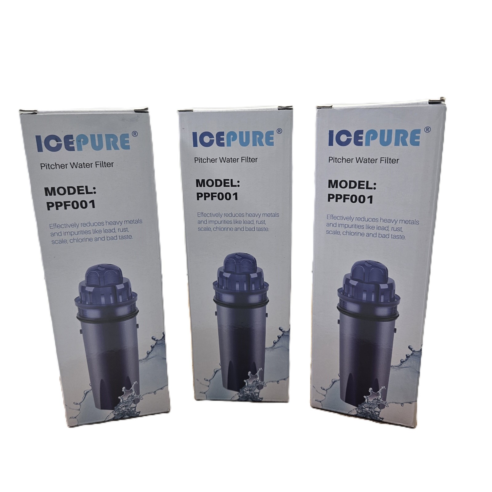 ICEPURE PPF001 Water Filter 3 Pack Fits Brita Pitcher Replacement NEW Sealed gallery