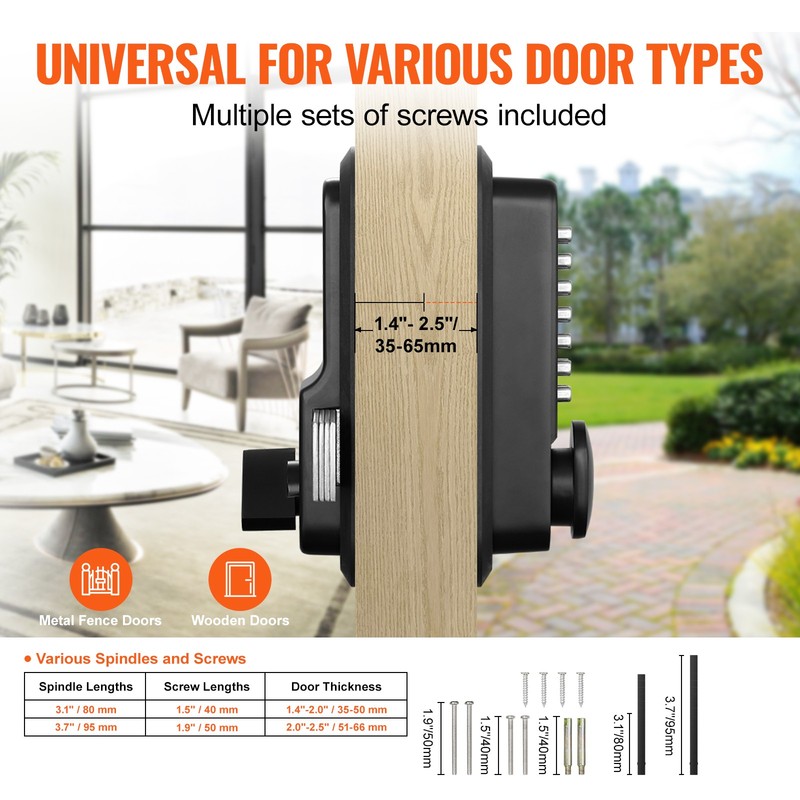 VEVOR Mechanical Keyless Entry Door Lock 14 Digit Keypad Surface-mounted Latch gallery