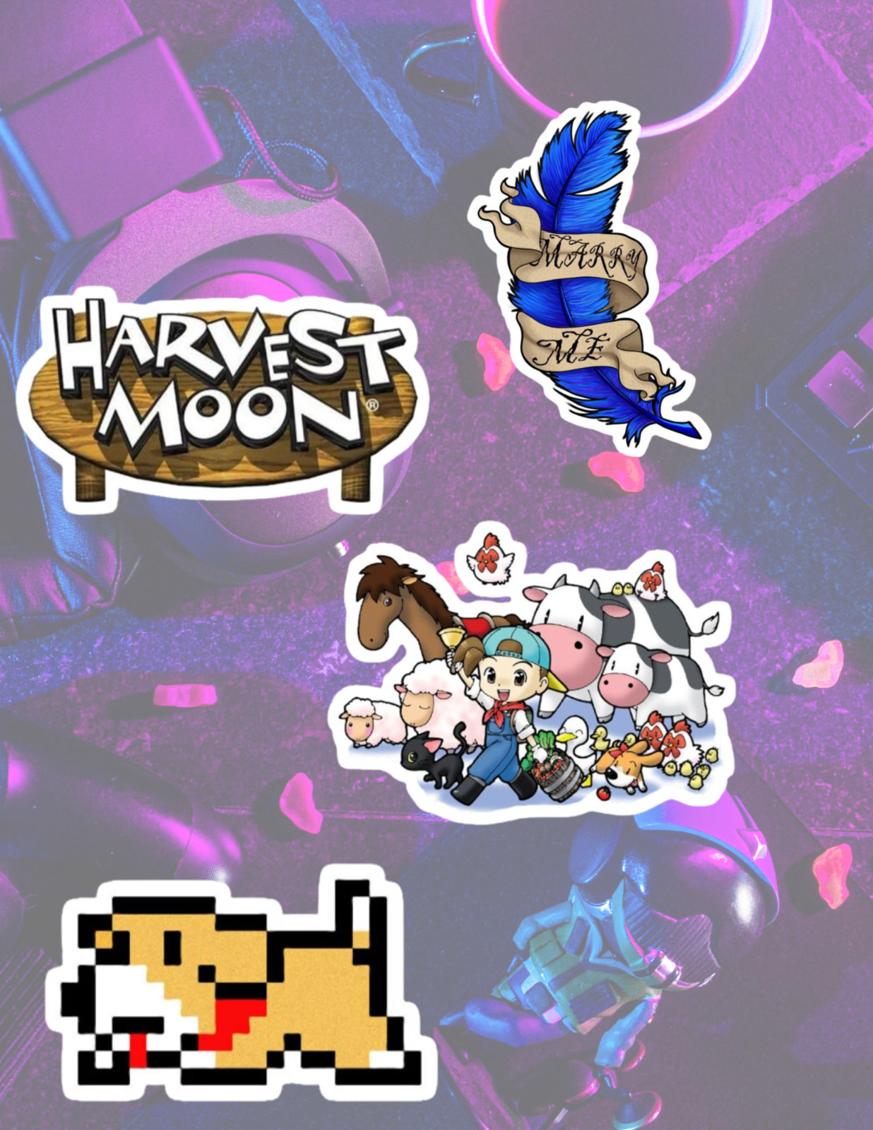 Harvest Moon Retro Video Games 4pc Sticker Pack gallery
