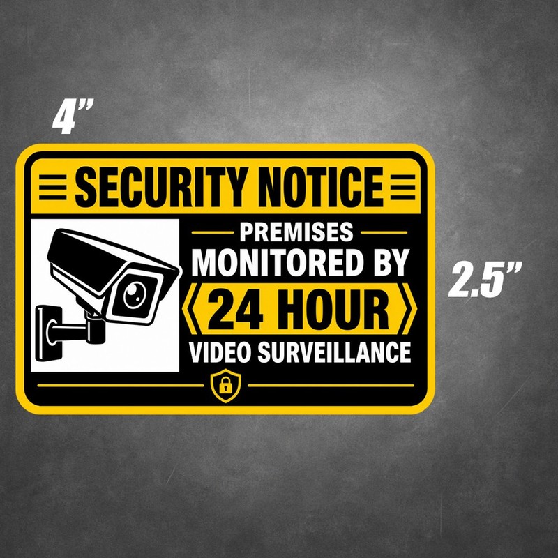 4-Pack Security Camera Notice 24 Hour Video Surveillance Stickers Vinyl Decals gallery