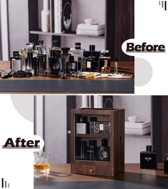 Cologne Storage Organizer with Drawer - Men's Cologne Holder - Stylish Displa... gallery