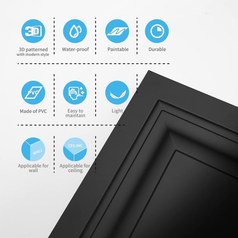 Pack Square Black Drop Ceiling Tile 2ft x 2ft, PVC Ceiling Panel 24 x 24in. gallery