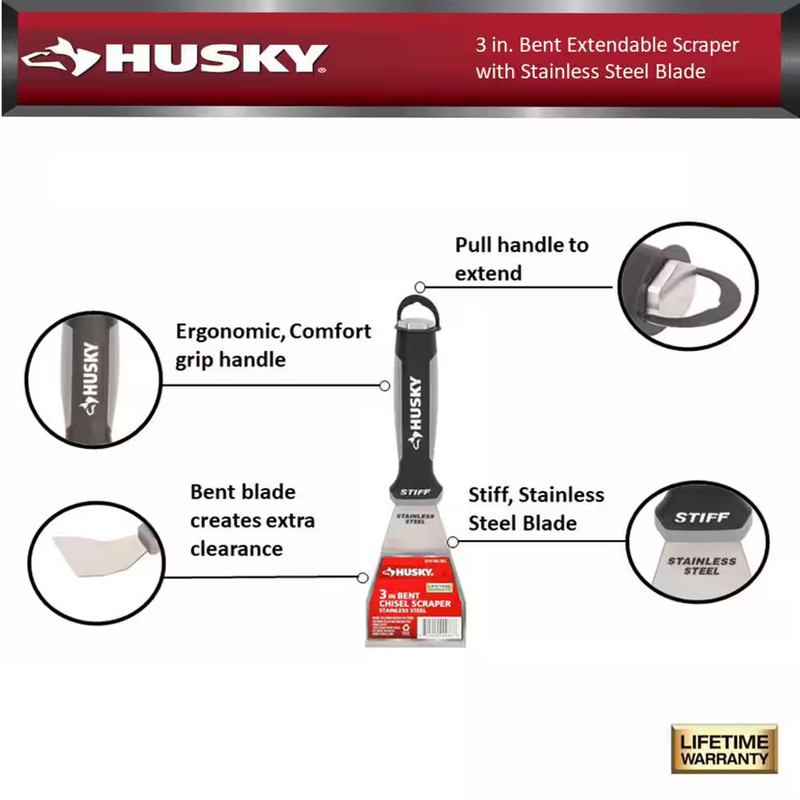 3 In. Bent Extendable Scraper with Stainless Steel Blade gallery