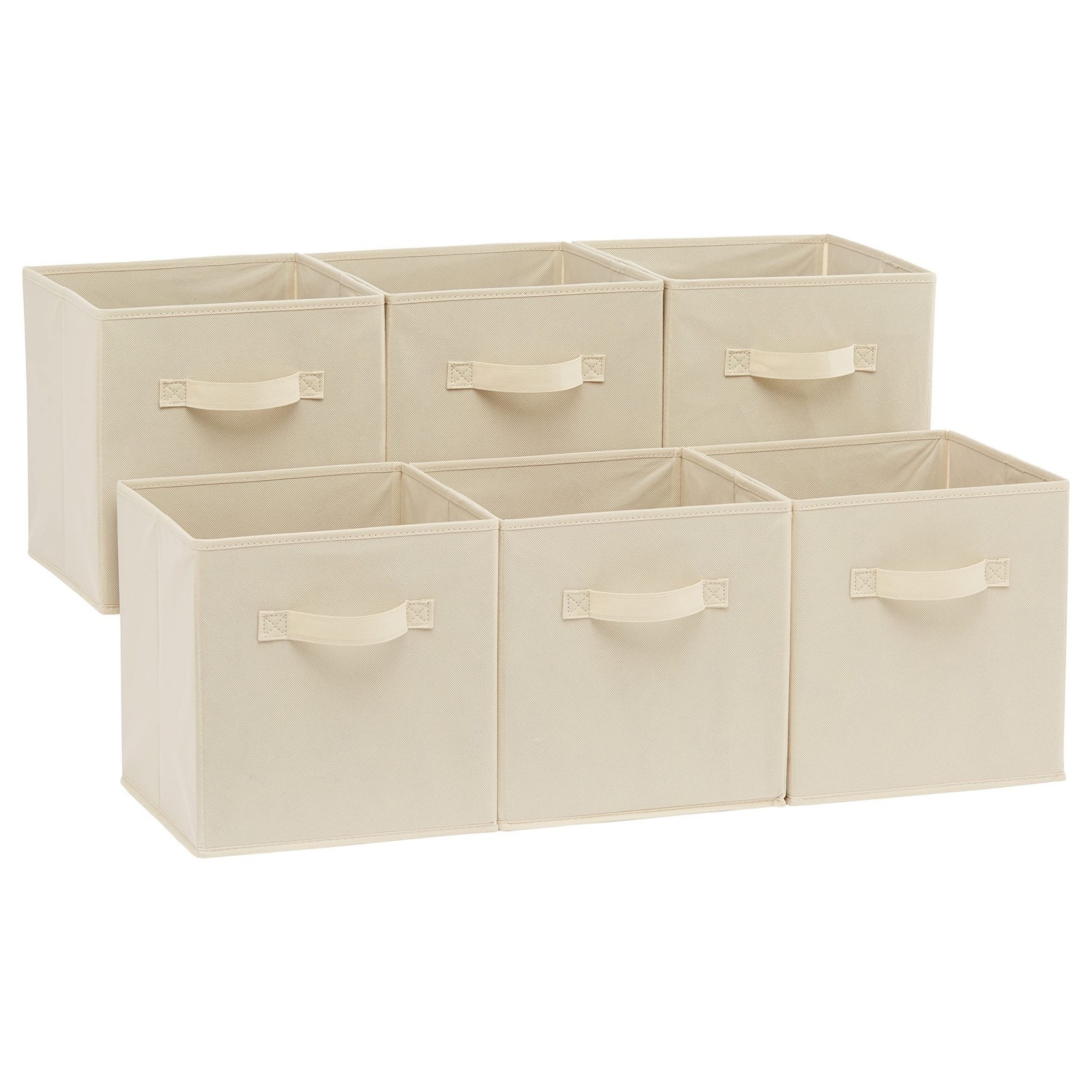 Amazon Basics Foldable Storage Cubes 6-Pack Beige 10.5"x10.5"x11" New Open-Box gallery