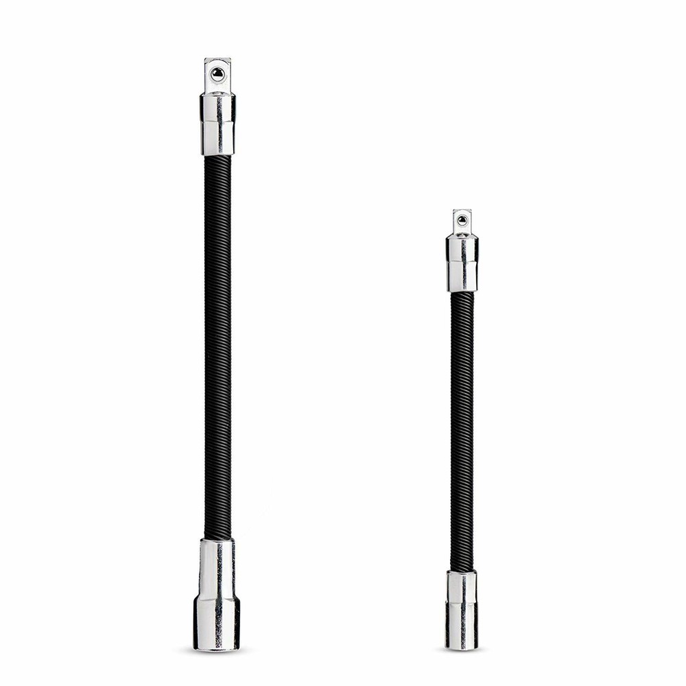 2pc Flexible Socket Extension 8" Long 3/8" & 6" 1/4" Socket Bar Ratchet