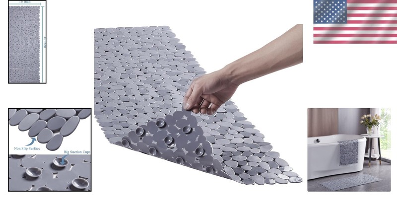 Durable 40" x 16" Non-Slip Bath Mat - Eco-Friendly Shower Mat with Drain Holes gallery